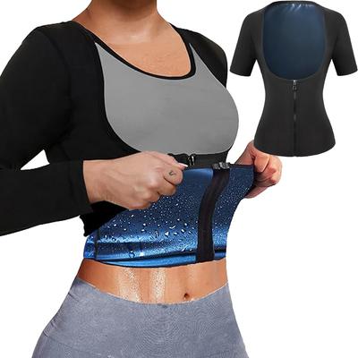 Women's Sweat Sweating Corset Corset Girdle Waist Zipper Long-sleeved Sports Top Sauna Tight Shapewear