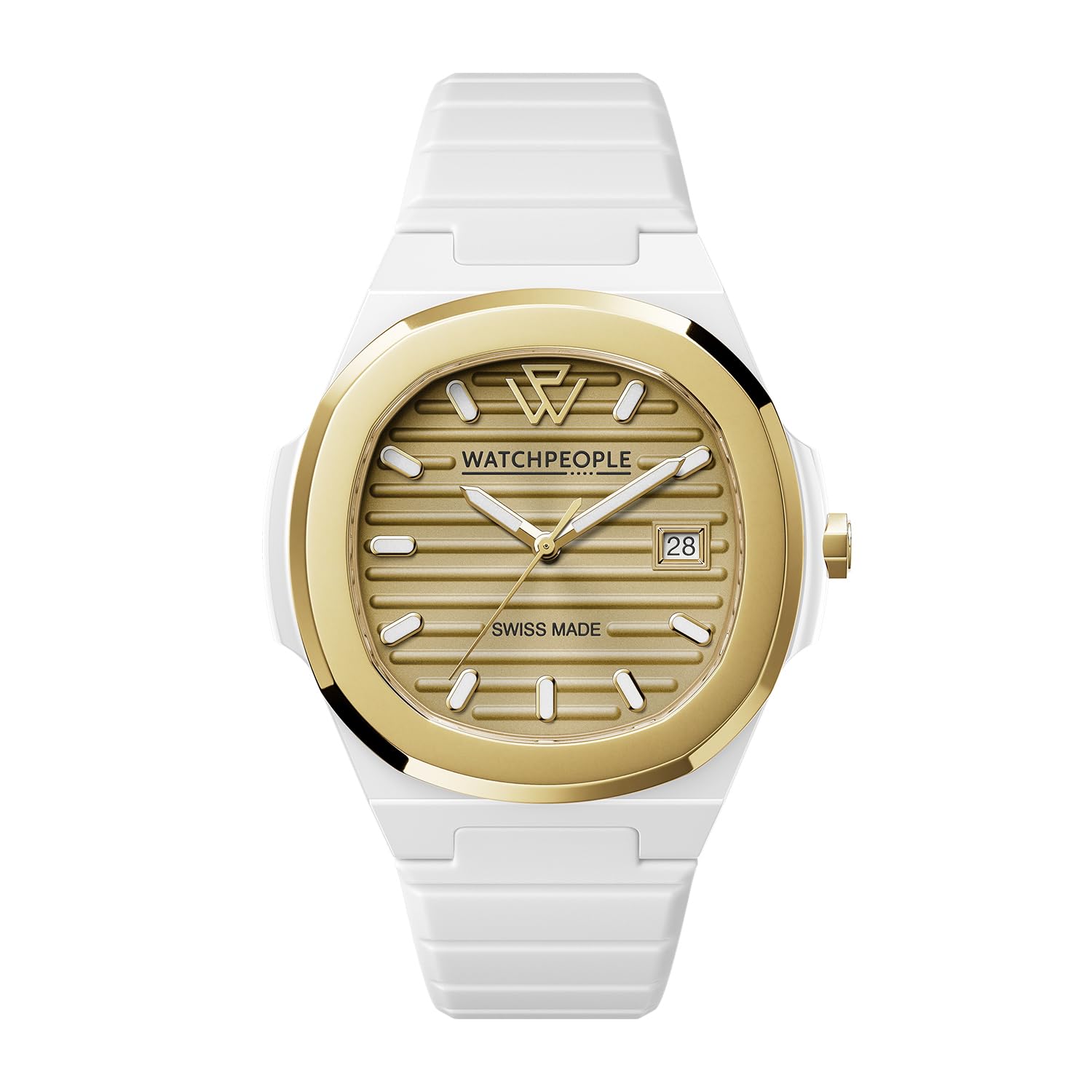 

WP7 700936 Solid Silver with Gold and White Silicone 43mm Men s Strap,