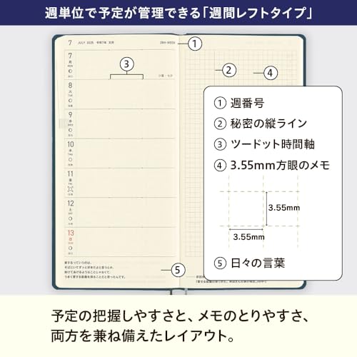 Hobonichi Techo 2025 Weeks Yuge Fabric Farm Uroko Pattern January Start Weekly Planner Left Slim Vertical