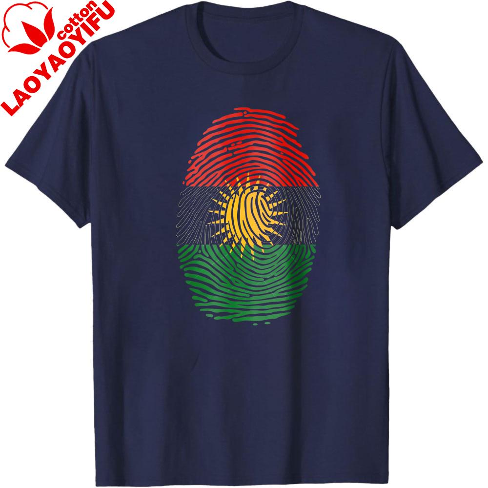 Kurdistan Fingerprint Flag Design TShirt Patriotism Daily Life Casual Shirt Kurdish Men Women Unisex Tee Summer Cotton Tops