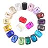 20Pcs Glass Square Shape With Claw Sew On Crystal Stone Strass Diamond Metal Base Buckle For Clothes Decorating