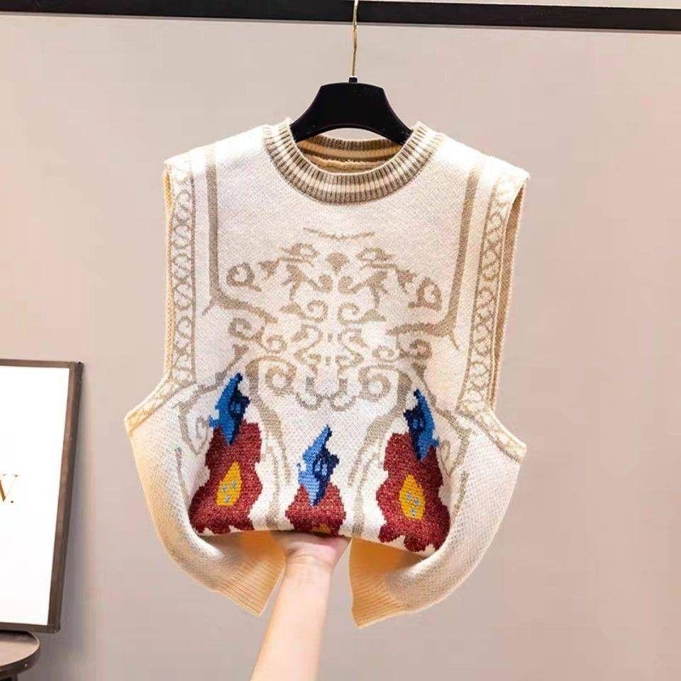 Women's Knitted Vest for Spring and Autumn Vest Korean Version Outerwear Sweater Stylish