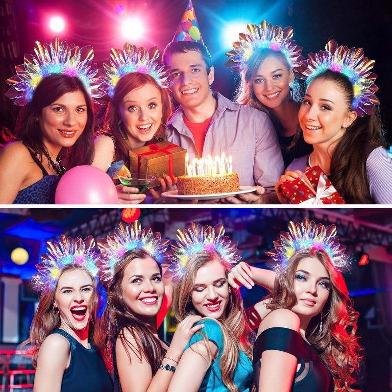 1-10PCS Light Up Laser Headband  Glowing Hair Hoop for Halloween Christmas Party, Stage Performance Light Show Accessories