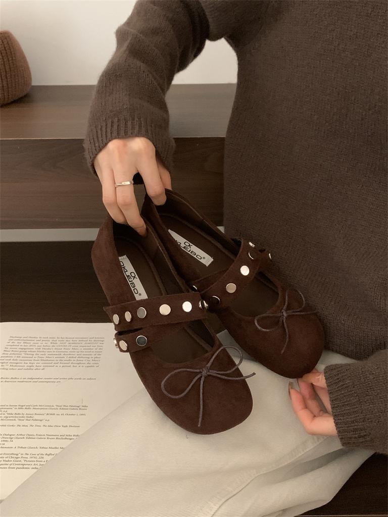 Sweet and cool style retro bow round head evening single shoes women's autumn 2025 new ballet fairy Mary Jane shoes