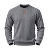 Men's Geometric Jacquard Textured Crew Neck Sweatshirt, Long Sleeve X Stitch Decor Casual Pullover Top for Daily Wear