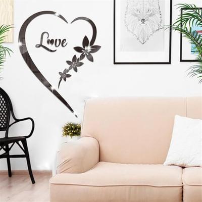 Acrylic Mirror Wall Stickers Heart Shape Mirror Wall Sticker, Self-Adhesive Love Heart Art Mural, DIY Wall Art Home Decor Heart Mirror Wall Decals