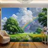 2D Sunny Meadow with Rainbow Backdrop Photography Background Banner