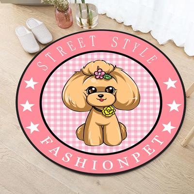 Tappeto Rotondo Cucciolo Carino Tappetino per Sedia da Computer Tappetino per Cesto Appeso Stampa Tappeto Cartone Animato Tappeto per Bambini che Gattonano Decorazione Camera da Letto