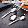 1Pcs Stainless Steel Dinner Scoop Flat Spoon Restaurant Flatware Tableware Soup Spoon Kitchen Tableware
