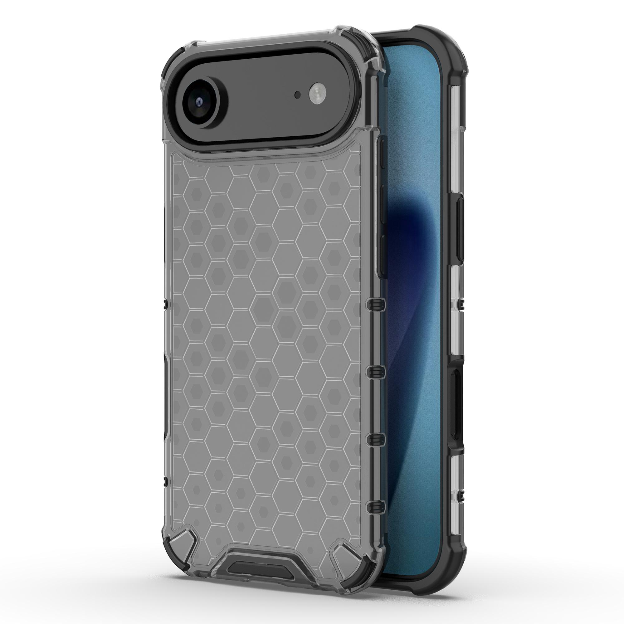 

For iPhone 17 Air Case Honeycomb Shape Shockproof PC+TPU Phone Cover Black