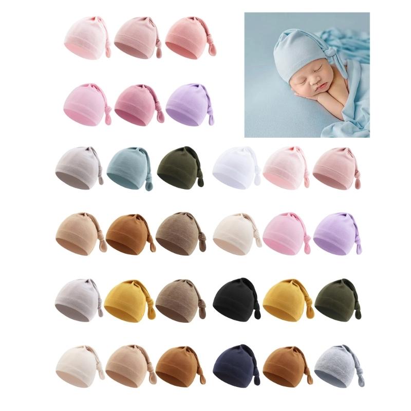 6 Stück Langschwanz Babyhaube Hut Weich Bequem Neugeborene Fötusmützen Modischer Knotenmütze Warme Haube Trend Kopfbedeckung