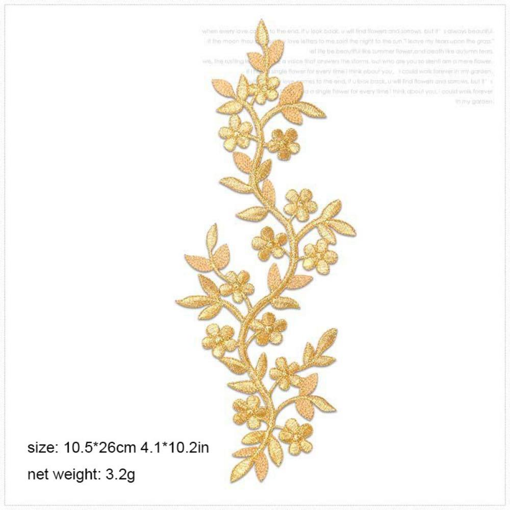 

Iron on Patch Decorative Flowers 10.5*26cm Vine Leaves DIY Cloth Patches Cheongsam Bag Patch золотой
