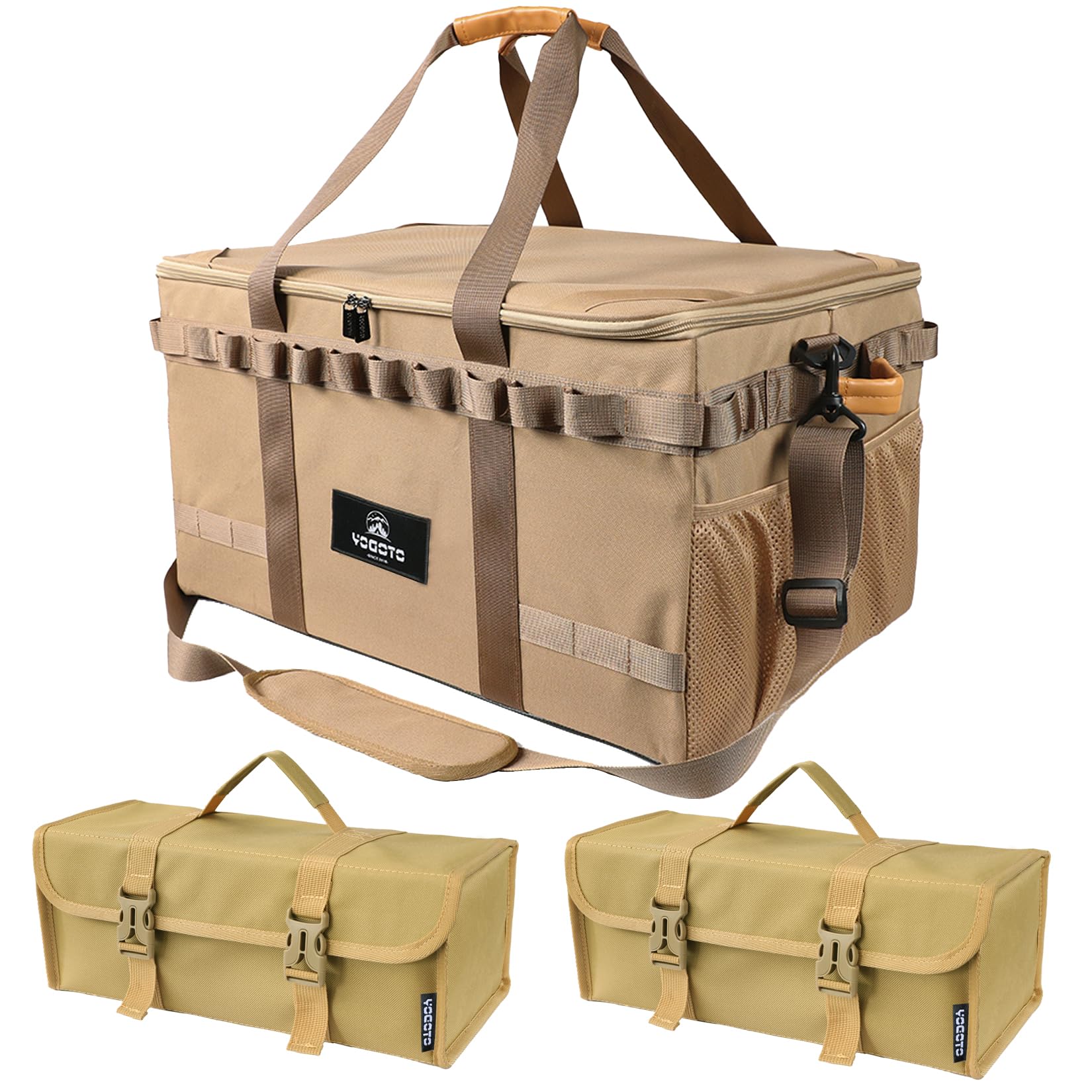 

YOGOTO Storage Outdoor Camping Gear 60L Trunk Deep Car Storage with Large Mesh Daisy Shoulder Easy to Includes 2 Peg Khaki Box, Box, Storage, Storage,