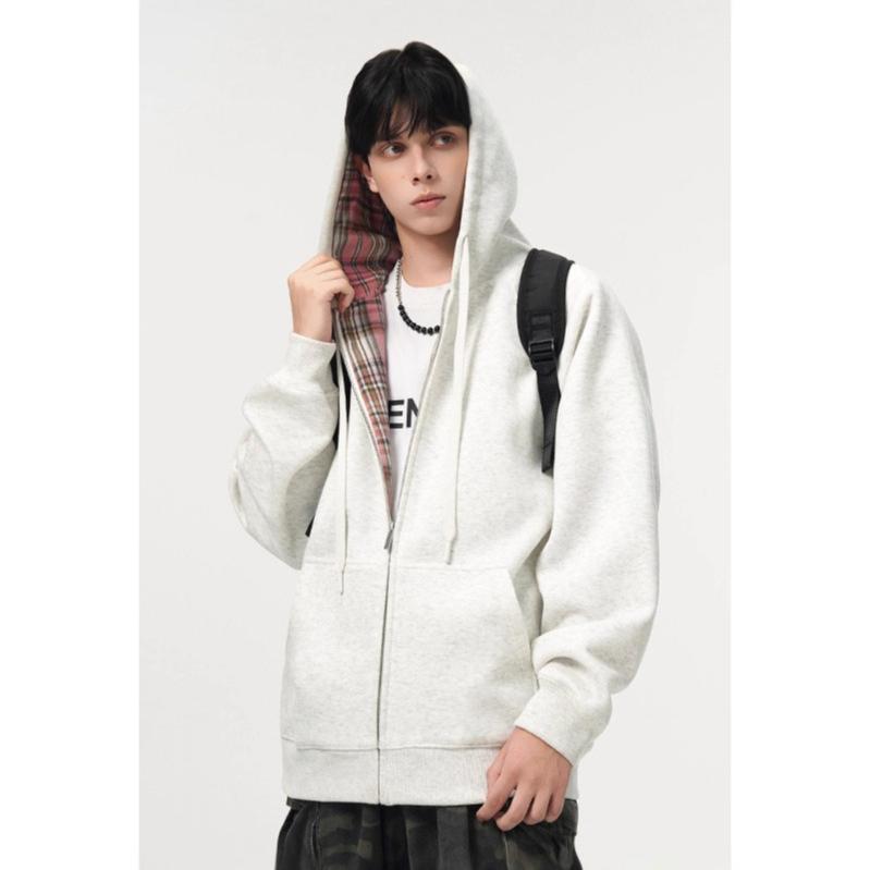 Cotton Hoodie Jacket for Men Casual Long Sleeve Hooded Sweatshirt Jackets Zip Up Vintage Jacket with Pocket Men's Heavyweight Fall Sweatshirts Outwear