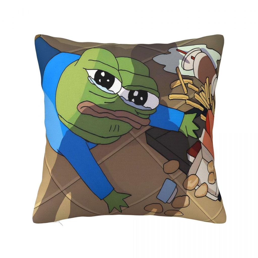 Sad P-Pepe Frog Meme Pillow Case Vintage Pillow Cover Soft Custom Diy Cushion Cover Pillowcases For Living Room Chair