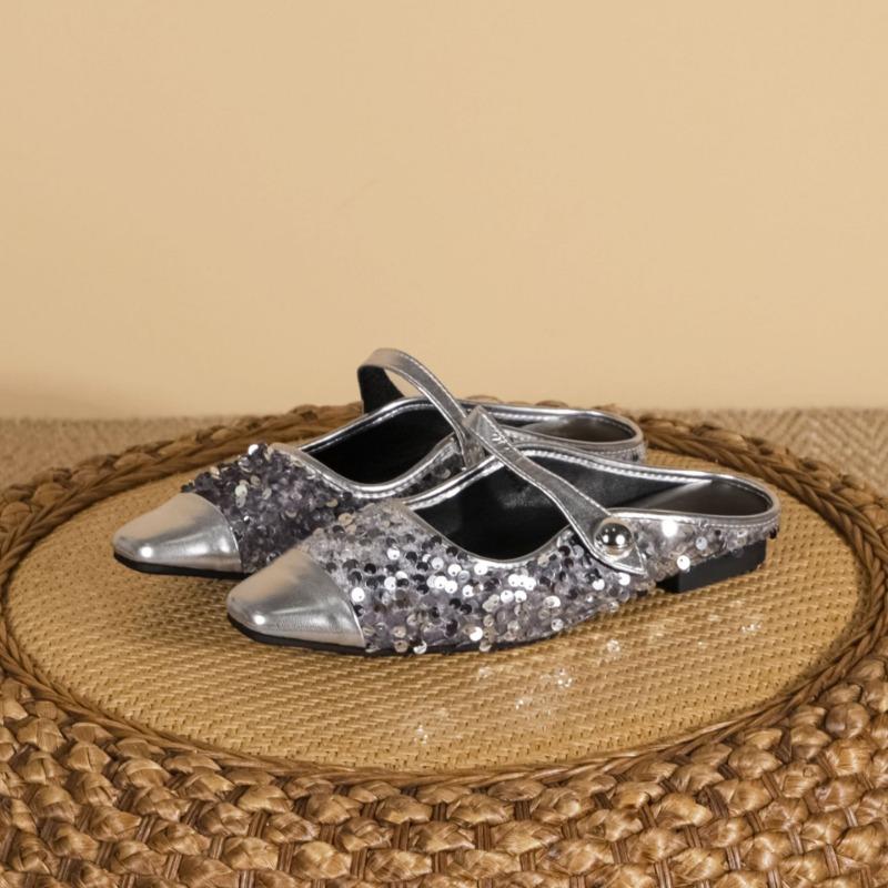 

Модные блестящие туфли-лодочки, удобные для ношения на улице, полузавязанные туфли-мюли, туфли принцессы 41