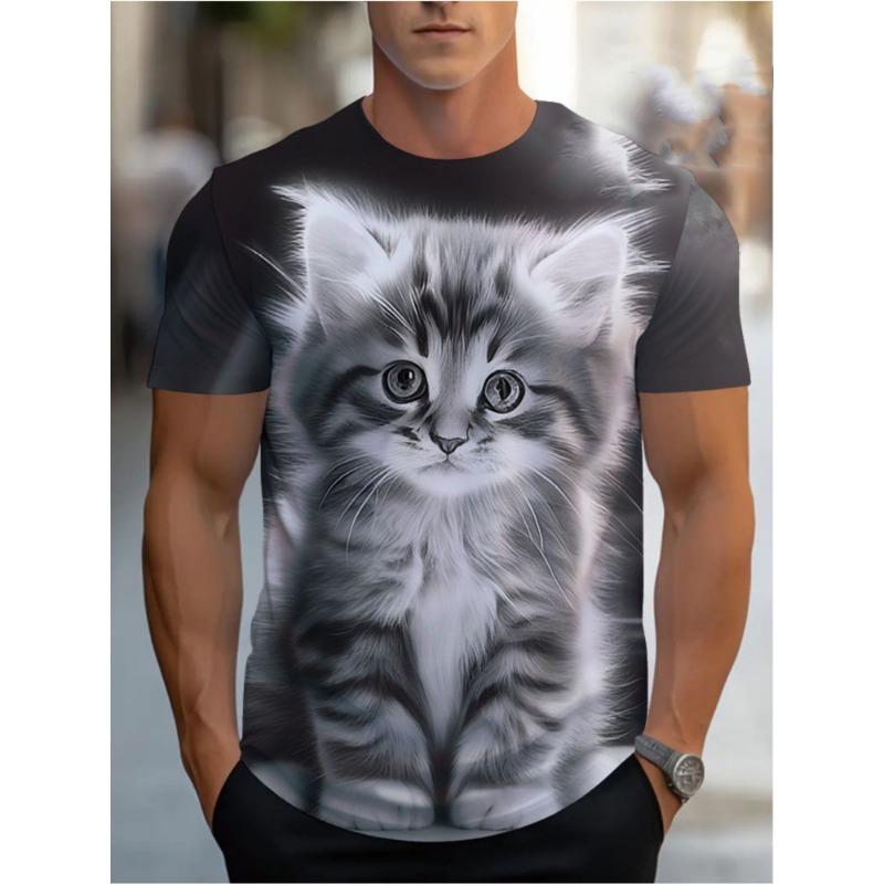 Funny Cartoon Cat T-Shirts Animal 3D Print Men Women Short Sleeve T Shirt Oversized Street Harajuku Y2K