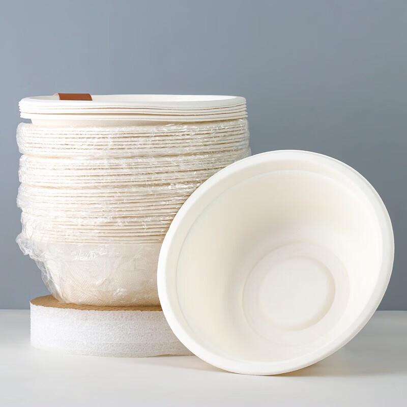 Fangcaodi Degradable Disposable Paper Bowls, 500ml (40 Count)