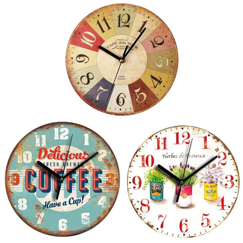 Wood Color Wall Clock Silent Non Ticking 9 Inch Battery Operated Round Easy To Read Clock for Home/Office/Kitchen