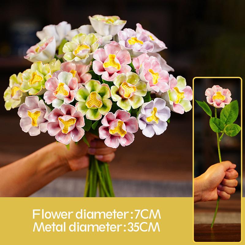 Ceramic Flower Artificial Flower Handmade Fake Flower Creative Floral Home Decor Party Wedding Garden Decor Valentine's Day Gift