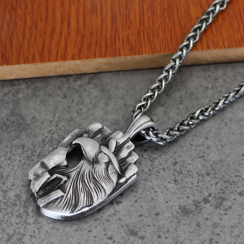 New Nordic Eagle Head Stainless Steel Pendant Necklace Punk Popular Necklace Retro Men's Jewelry Pendant Necklace