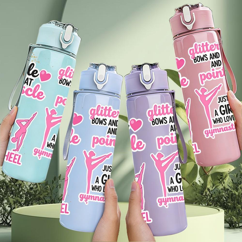 1PC Hustle Girl Power Feminist Quote Art 750ml Color Plastic Sports Water Bottle Leakproof Flip Straw Lid Suitable for Sports Office Home Use