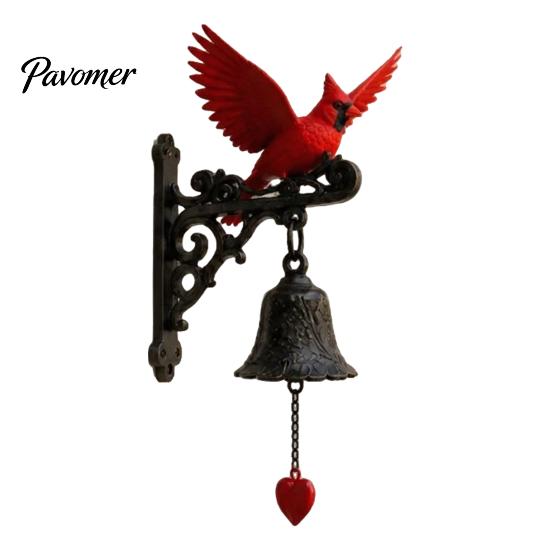 Vintage Style Doorbell Ornament Red Bird Garden Bell, Wall Mounted Outdoor Dinner Birthday Gift for Friends Yard Decor Porch Patio Entryway Farmhouse