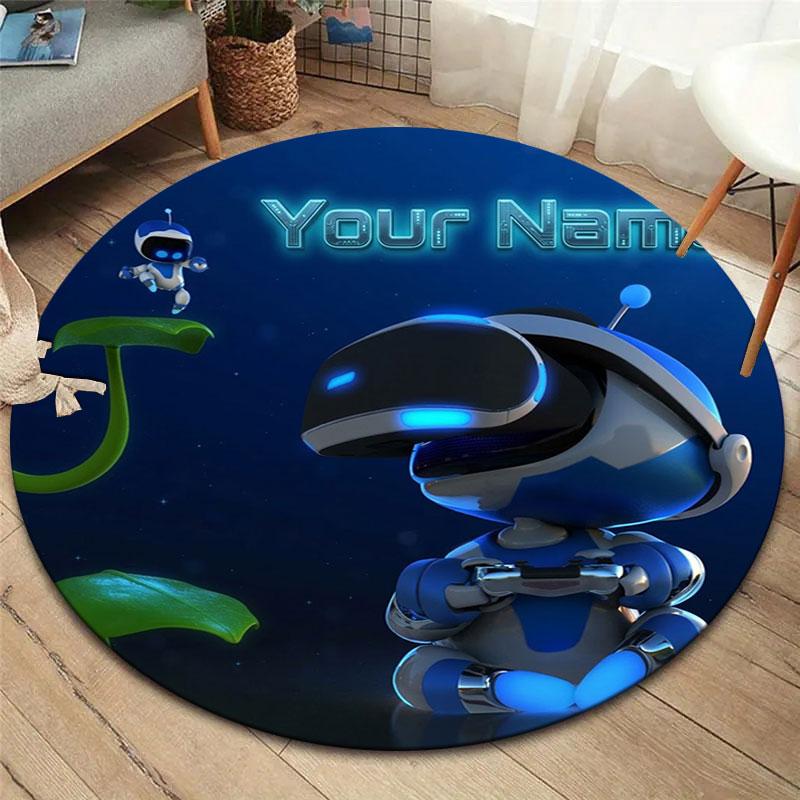 ASTRO BOT Custom Name Round Area Rug,Carpet Rug for Living Room Bedroom Sofa Playroom Decor,Non-slip Floor Mat