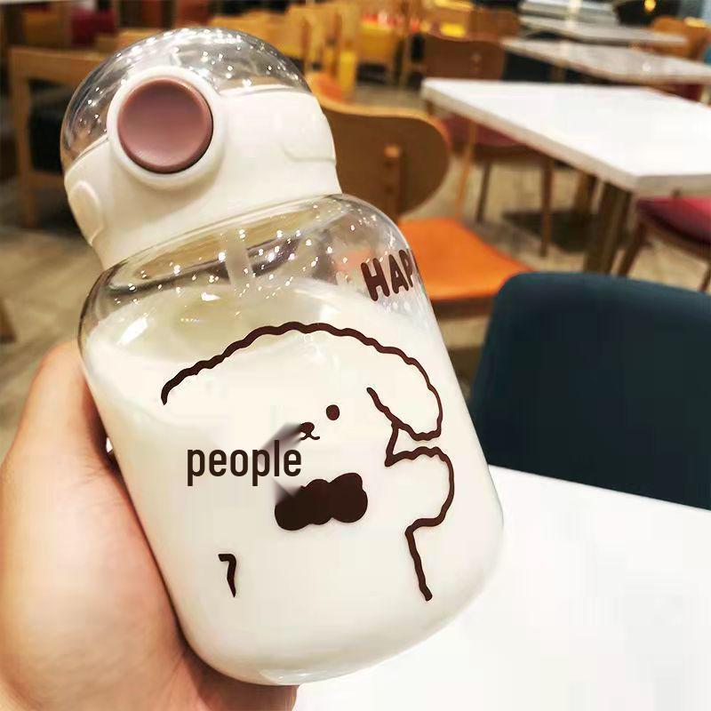 

Прочный небьющийся стакан для воды с соломинкой в японском стиле, термостойкий, для студентов 600ml коричневый