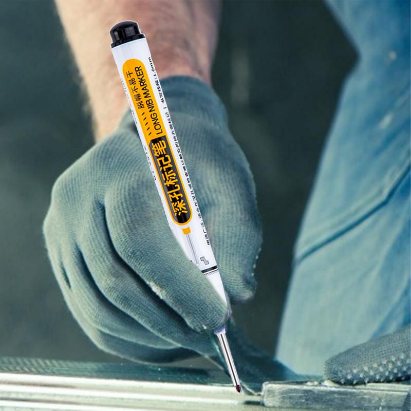 Multi-Purpose Colorful Deep Drill Hole Marker Long Nib Waterproof Marker Pens for Bathroom Woodworking Long Head Carpenter Pen