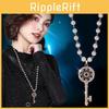 Stylish Long Pearl Necklace Featuring Key Design Ideal For Fashionable Women Accessories