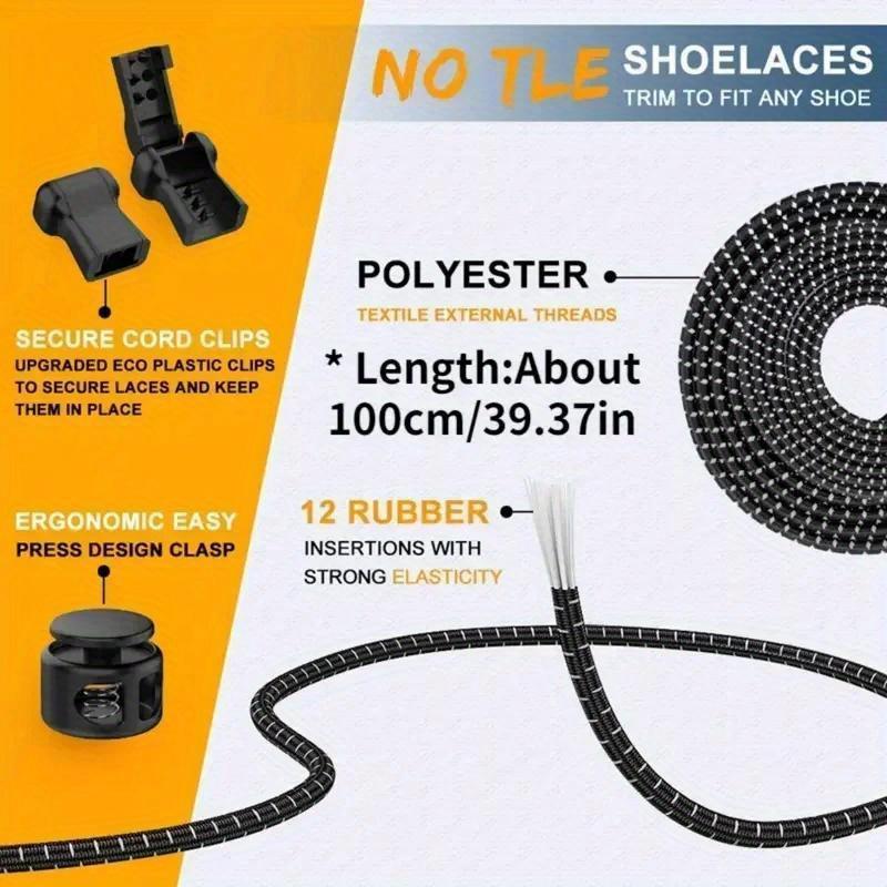 1 paire de lacets élastiques sans nœuds pour chaussures de sport, lacets ronds extensibles et verrouillables, pour tennis, adultes et enfants
