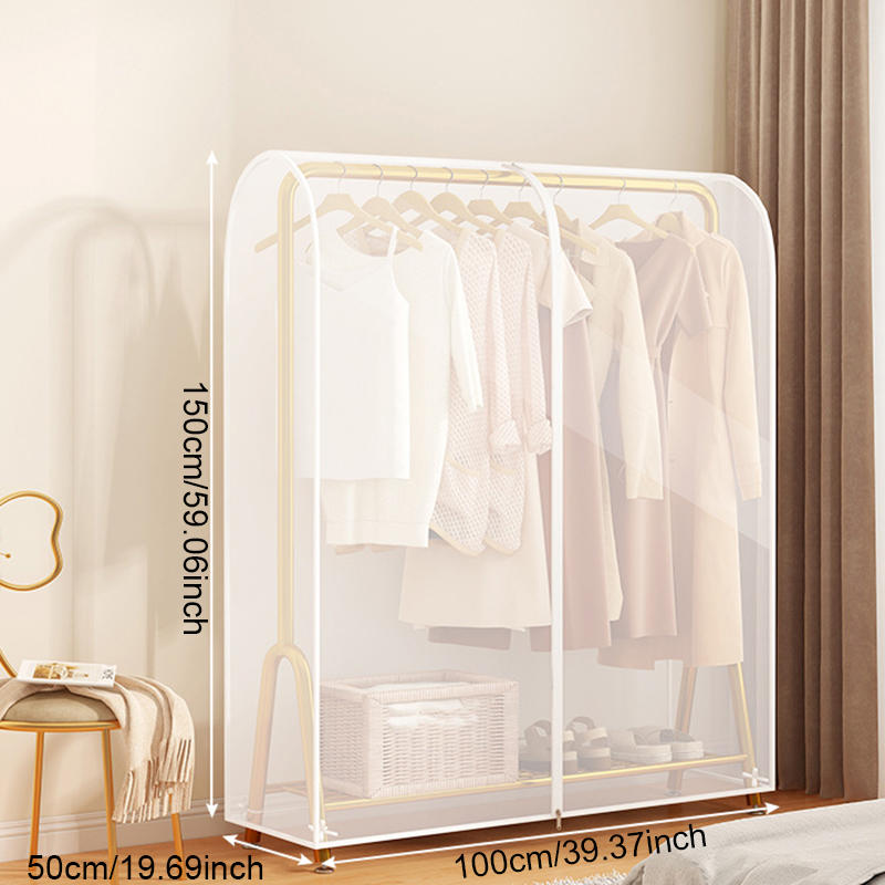 Garment Coat Dust Moisture Proof Protection Transparent Square Full Cover for Floor-standing Drying Rack for Clothes