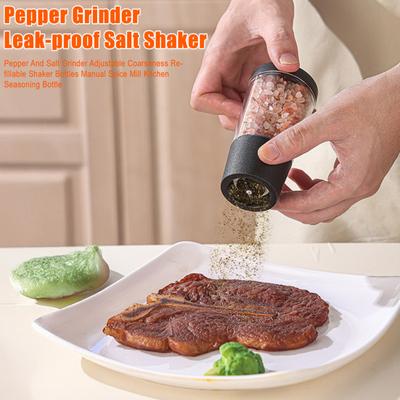Pepper And Salt Grinder Adjustable Coarseness Refillable Shaker Bottles Manual Spice Mill