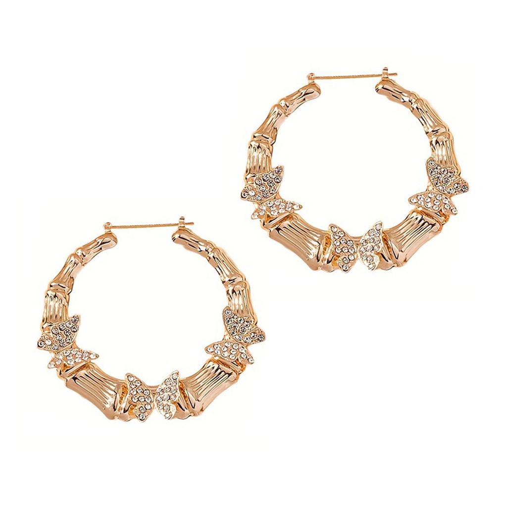 Exaggerated Circle Dangle Earrings Butterfly Circle Earrings Pendant Earrings Fashion Statement Earrings for Woman