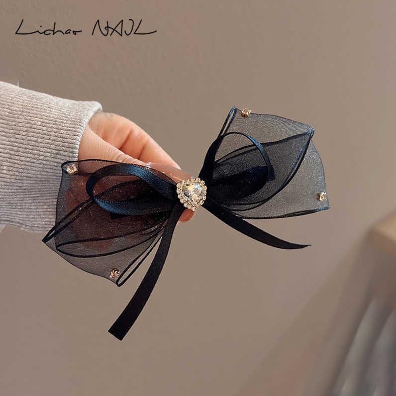 Black Silk Gauze Edge Bow Hair Clip - French Style, Multi-layer, Gentle, Sweet, Versatile Accessory