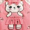 European & American Summer Baby Bodysuit + Cat Applique Floral Overalls & Headband Set