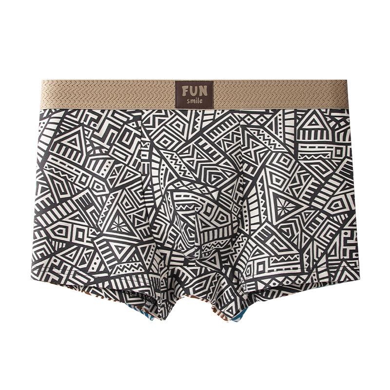 Ethnic Style Men's Pure Cotton Underwear Printed Flat Corner Underwear Summer Breathable Four Corner Underwear