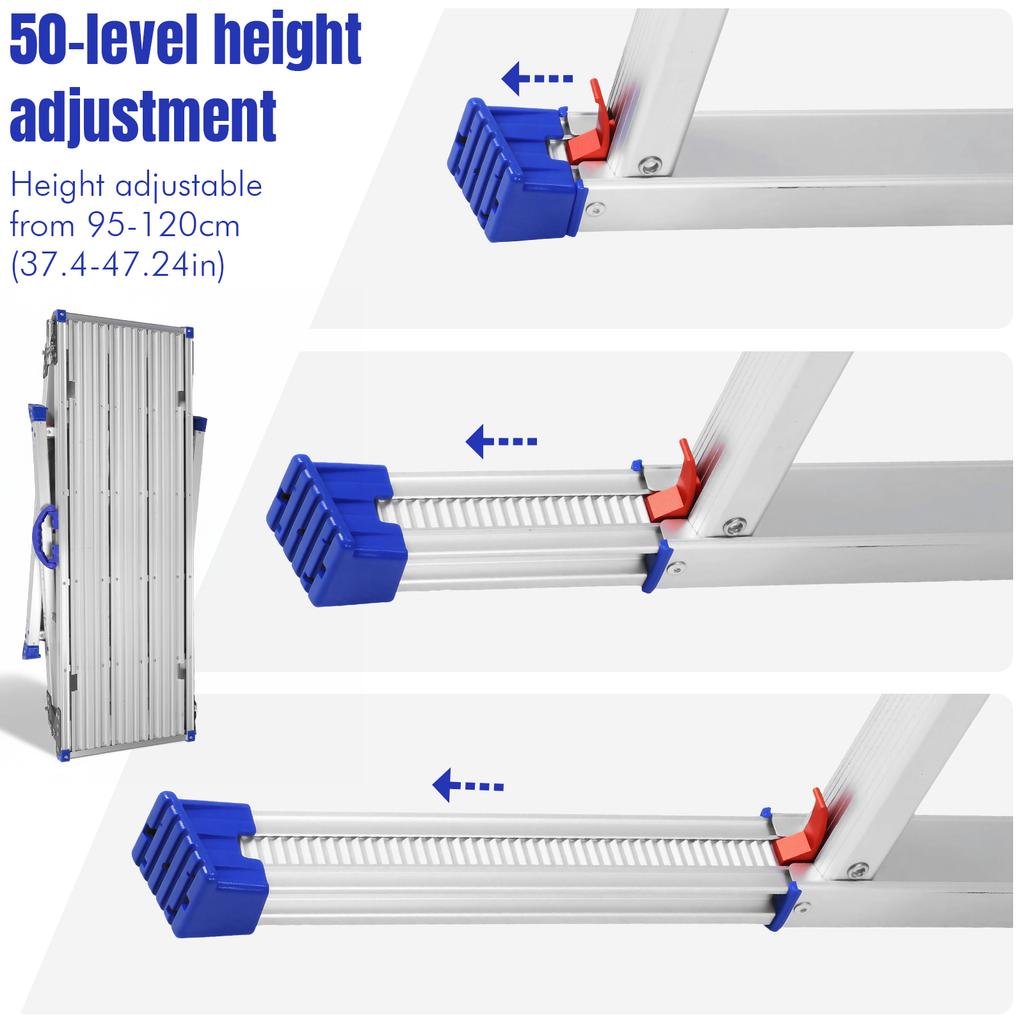Adjustable Work Platform 50 Gear Multifunctional Telescopic Platform 330 Lbs Capacity for Car Washing Window Cleaning