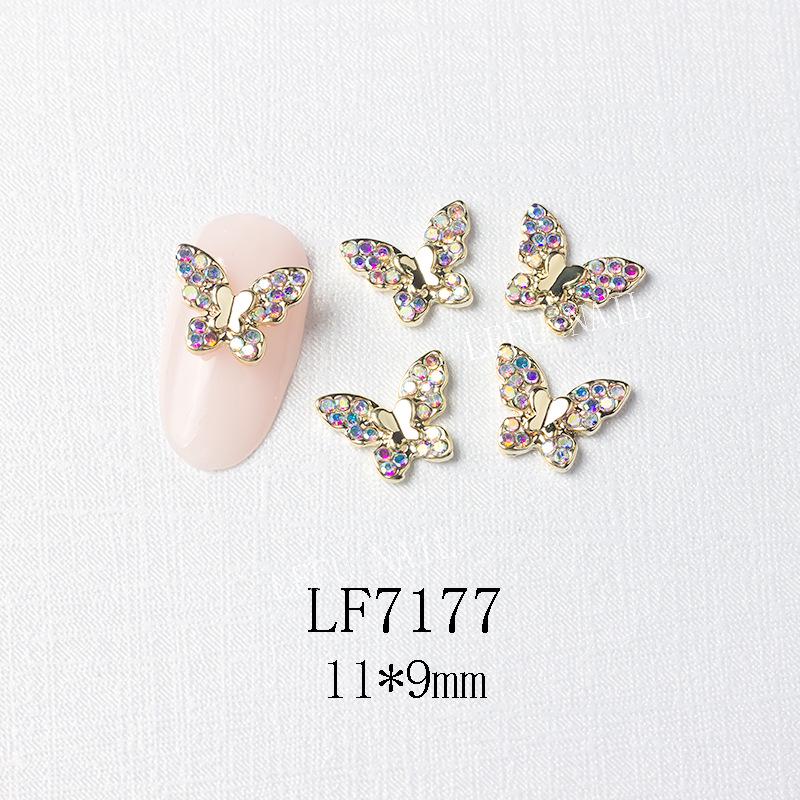 3D Metal Butterfly Nail Art Decorations with Mini Rhinestones