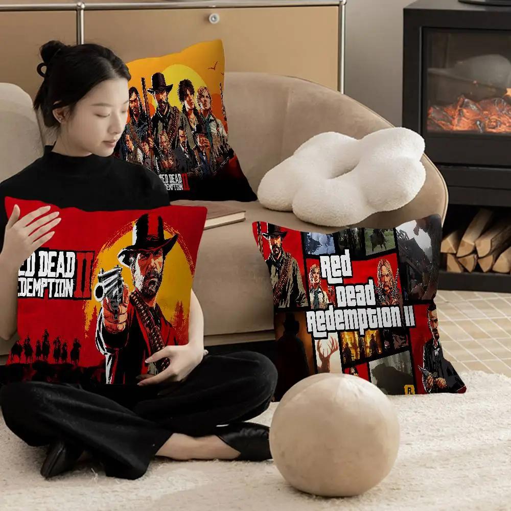 Jmg Clothing Unisex Red Game Dead Emption 2 Cushion Cover Polyester Sofa Cushions Decorative Throw Pillows Home Decoration Pillowcover