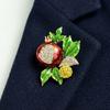 Spilla Smalto Colore Processo Gocciolamento Olio Forma Fiore di Melograno Lega di Zinco Spilla Cappotti Completi Maglioni Vestiti Distintivo Accessorio Festa
