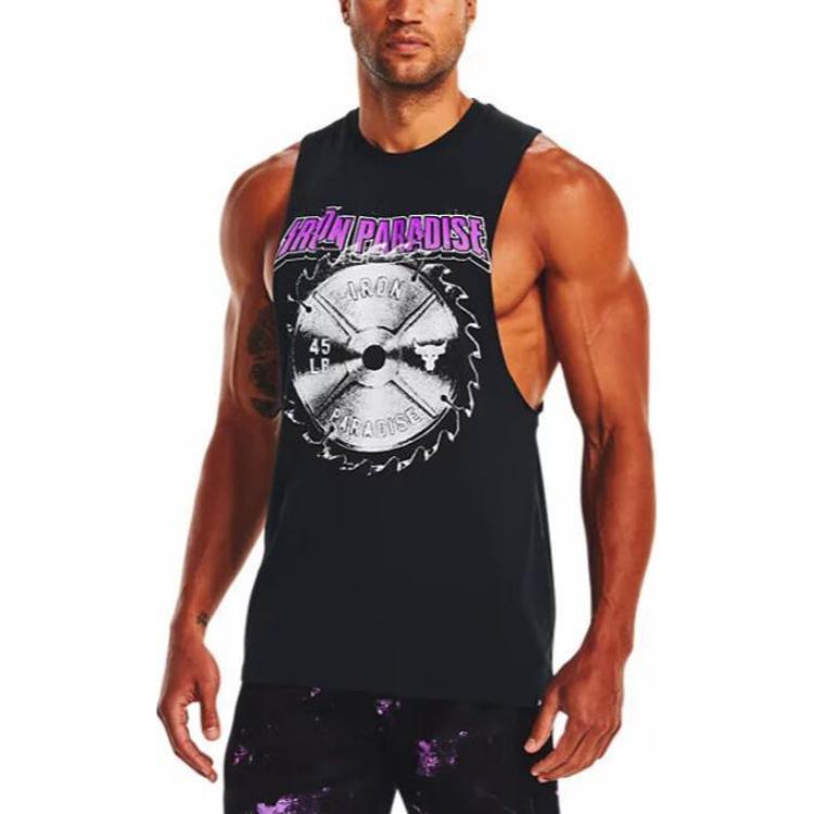Under Armour Printed Letter Training Sleeveless Tank Top Men tops Black 1373758-001