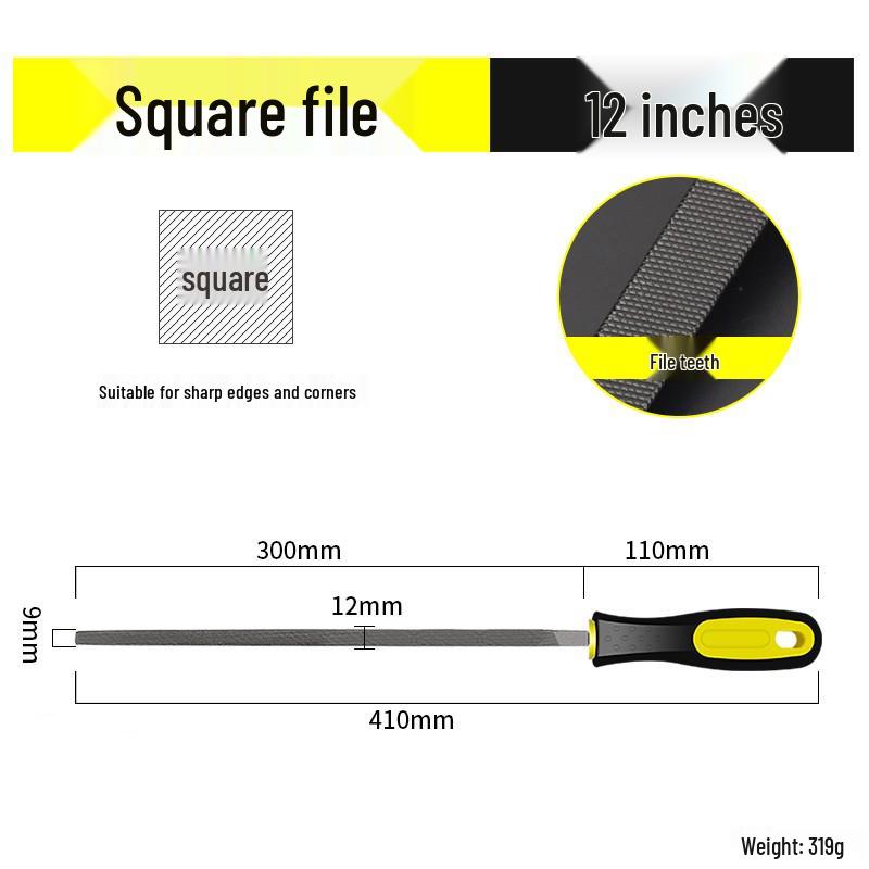 Multifunctional Steel File Set: Triangular, Half-Round, Round, Flat, Board, and Rasp Files