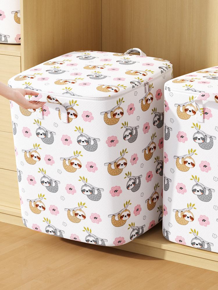 1pc Large Capacity Clothes Storage Bag Organizer With Reinforced Handle For Blankets Bedding Foldable With Zipper Storage Bag