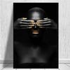 Classical Art Black Gold African Women Canvas Painting Wall Art Pictures Posters and Prints for Living Office Bedroom Home Decor No Frame