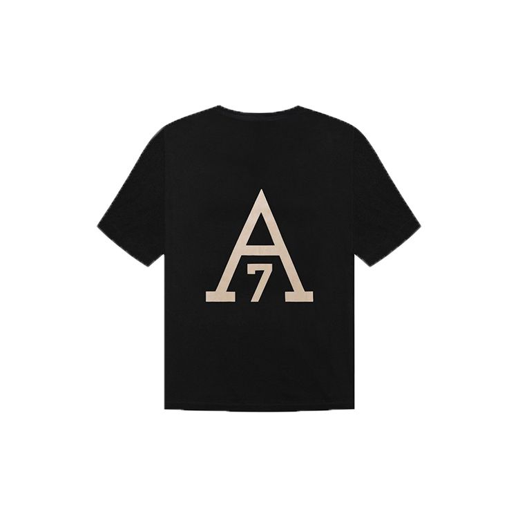 Fear of God Seventh Collection Distressed Henley Short Sleeve T-Shirt Unisex Tops Black FOG-FW20-003
