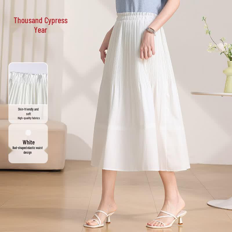 Women s Elegant Pleated A-Line Midi Skirt XL