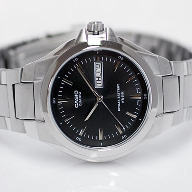 Casio Standard Series Waterproof Calendar Quartz Movement Stainless Steel Strap Watch Men Watches Black MTP-1239D-1A