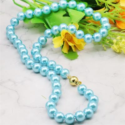 Neu für 8mm blaue Südsee-Muschelperlen-Halskette, Perlen für Schmuckherstellung, Seilkette, Halskette, Naturstein, 45,7 cm